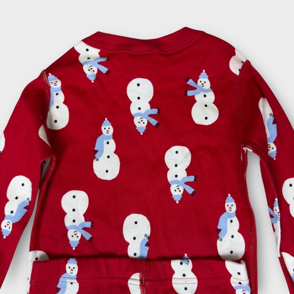Hanna Andersson Snowman Christmas Pajama Set Kids Size 8 Red Organic Cotton PJ - Picture 8 of 8